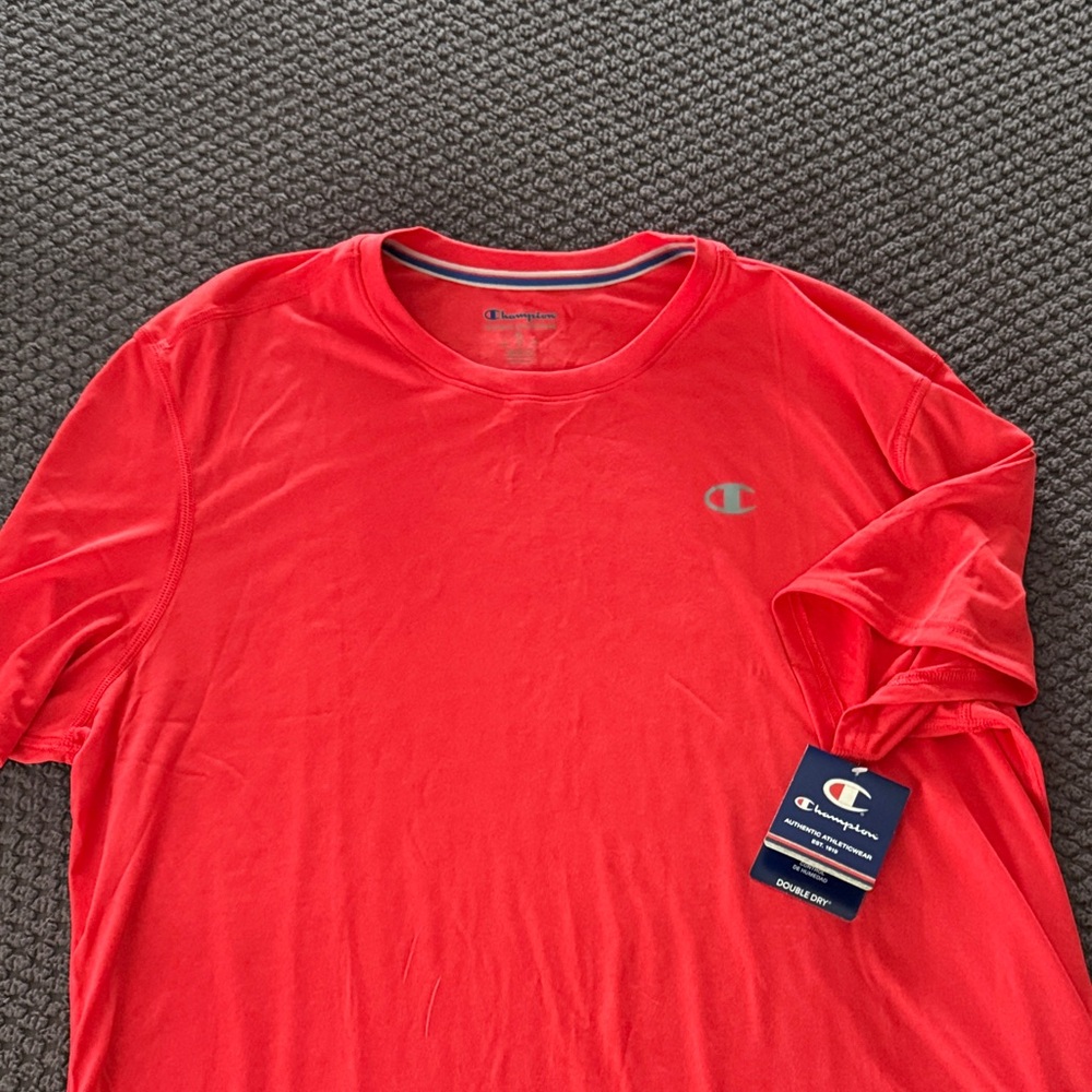 Champion Red Short-Sleeve Crewneck Athletic Tee